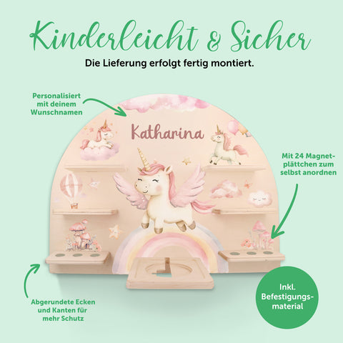 Toniebox Regal für Kinderzimmer - Einhorn - Personalisiert mit Namen