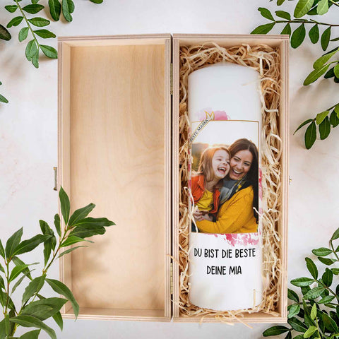 Bedruckte große Kerze mit Foto - Beste Mama zum Muttertag