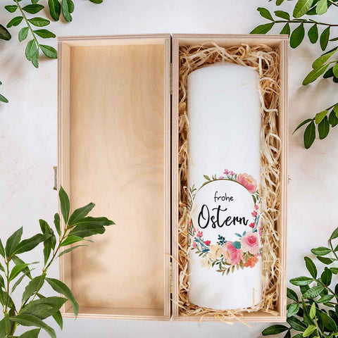 Große Kerze "Blumenkranz" zu Ostern