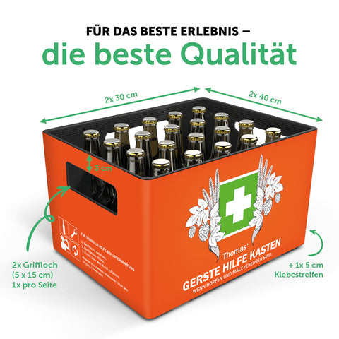 DIY Bierkasten Banderole mit 24 Deckelaufklebern - Gerste Hilfe