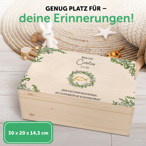 Bedruckte Erinnerungskiste zur Taufe - Kranz