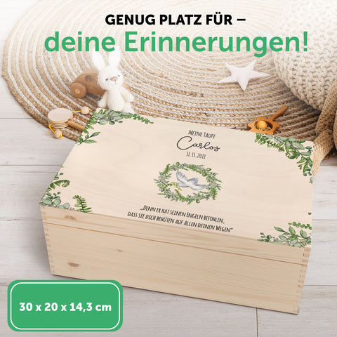 Bedruckte Erinnerungskiste zur Taufe - Kranz