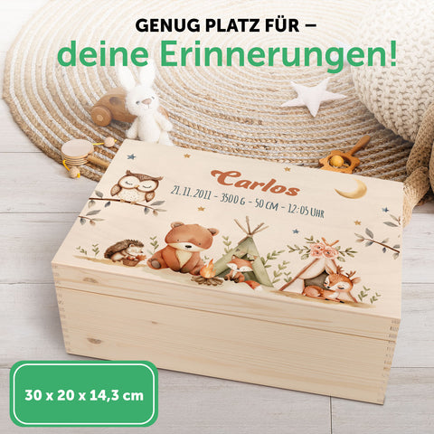 Erinnerungskiste für Kinder mit UV-Druck - Tiere zelten