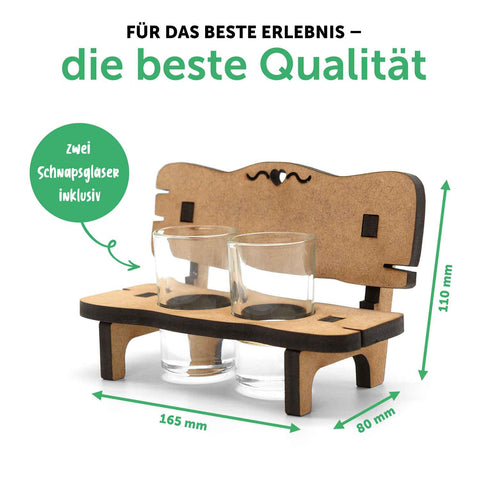 Gravierte Schnapsbank mit Name im Beste Mama Design + 2 Schnapsgläser