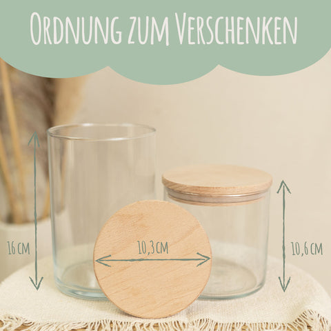 Graviertes Vorratsglas mit Holzdeckel - Rose