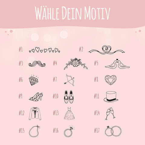 Personalisierter Kleiderbügel - Hochzeit Symbole