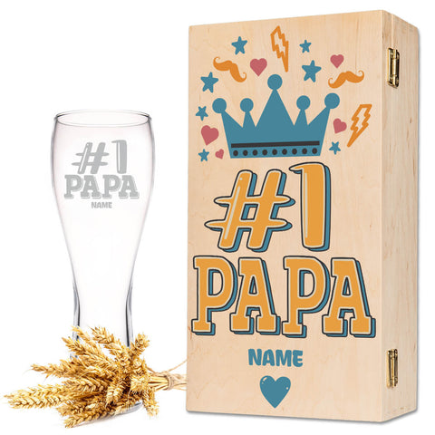 Leonardo Weizenglas "#1 Papa" mit Namen