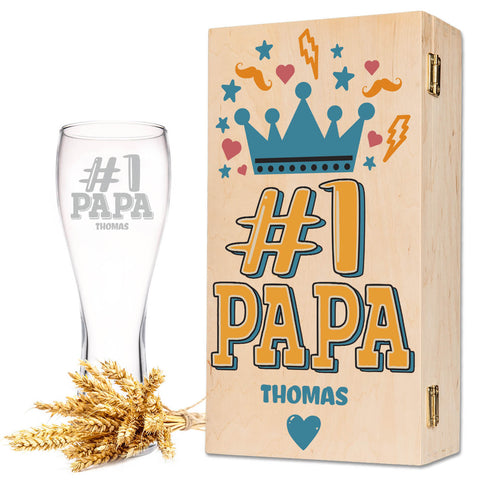 Leonardo Weizenglas "#1 Papa" mit Namen