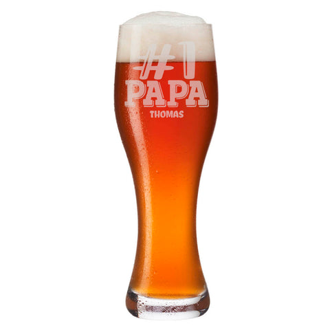 Leonardo Weizenglas "#1 Papa" mit Namen