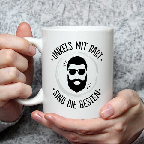 Bedruckte Tasse mit Name - Onkels mit Bart