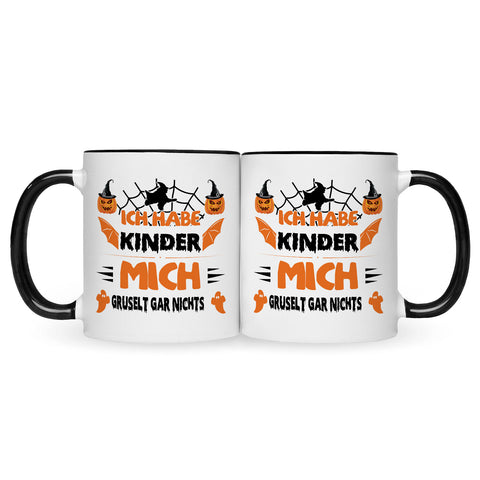 Bedruckte Tasse mit Spruch Ich habe Kinder mich gruselt gar nichts