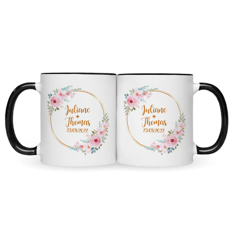 Bedruckte Tasse mit Spruch Rosenhochzeit