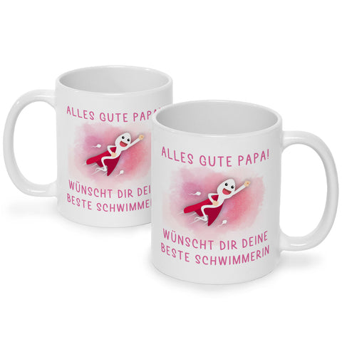 Bedruckte Tasse mit Spruch Bester Schwimmer
