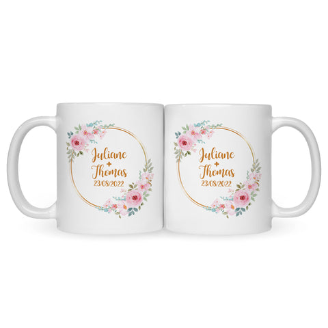 Bedruckte Tasse mit Spruch Rosenhochzeit