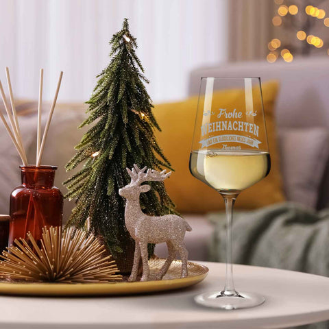 Leonardo Weinglas mit Gravur - "Frohe Weihnachten, Glückliches neues Jahr"