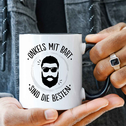 Bedruckte Tasse mit Name - Onkels mit Bart