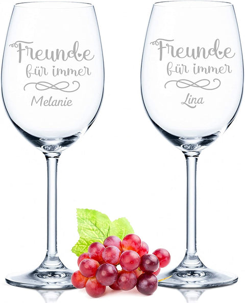 Leonardo Weingläser "Freunde für immer" mit Namen Gravur im Set