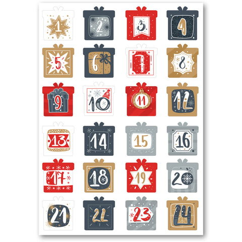 Adventskalender Zahlenaufkleber zum basteln mit bunten Zahlen für Weihnachten zum Selbstgestalten