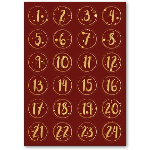 Adventskalender Zahlenaufkleber zum basteln mit bunten Zahlen für Weihnachten zum Selbstgestalten