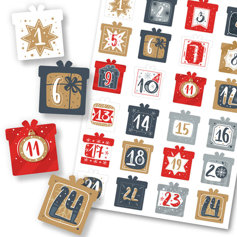 Adventskalender Zahlenaufkleber zum basteln mit bunten Zahlen für Weihnachten zum Selbstgestalten