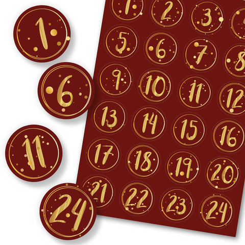 Adventskalender Zahlenaufkleber zum basteln mit bunten Zahlen für Weihnachten zum Selbstgestalten