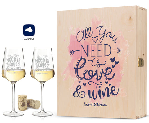 Leonardo Weingläser mit Gravur "All you need is Love and Wine"