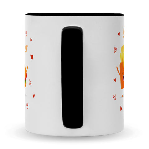 Bedruckte Tasse mit Spruch Burger to my fries