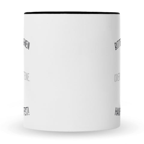 Bedruckte Tasse mit Spruch Herr lass Hirn regnen!