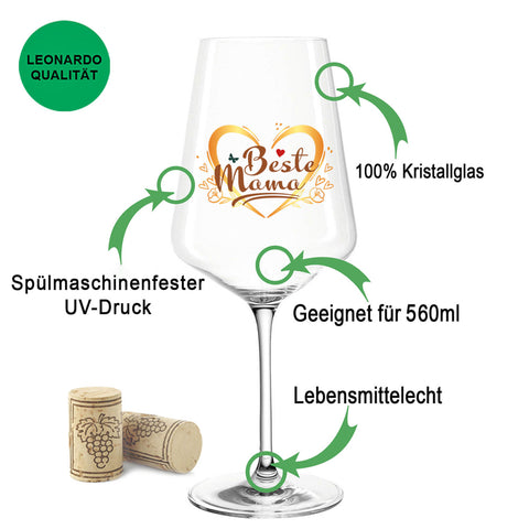 Leonardo Weinglas mit UV-Druck "Beste Mama"