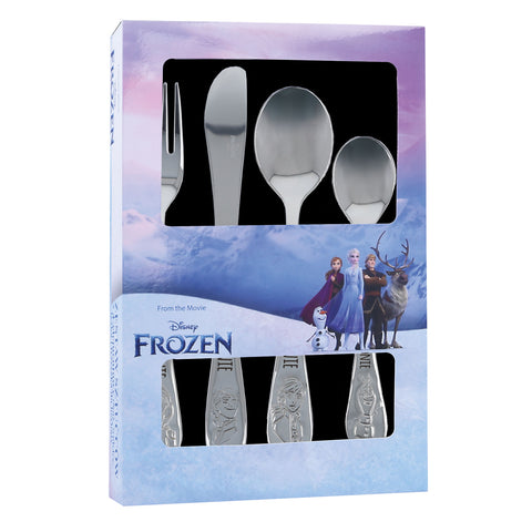 4-teiliges Besteckset für Kinder mit Prägung & Gravur im Eiskönigin Design