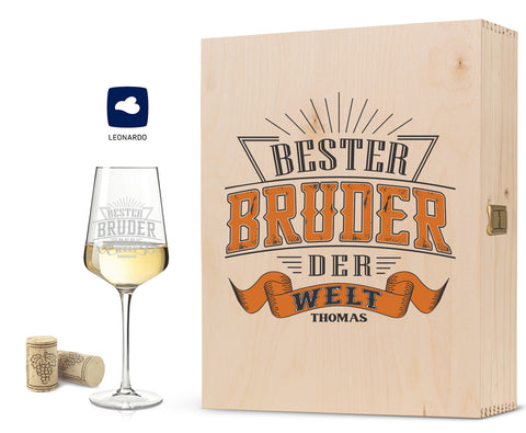 Leonardo Weinglas mit Gravur "Bester Bruder der Welt"