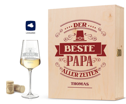 Leonardo Weinglas mit Gravur "Bester Papa aller Zeiten"