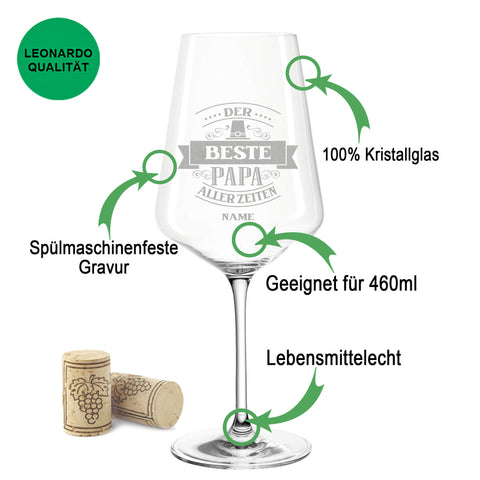 Leonardo Weinglas mit Gravur "Bester Papa aller Zeiten"