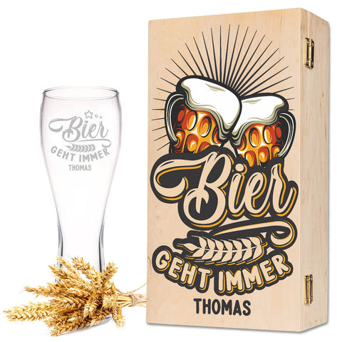 Leonardo Weizenglas "Bier geht immer" mit Namen