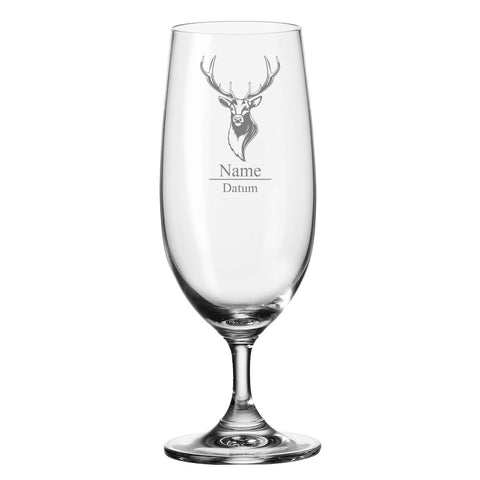 Leonardo Bierglas mit Gravur "Hirschkopf" mit Namen und Datum