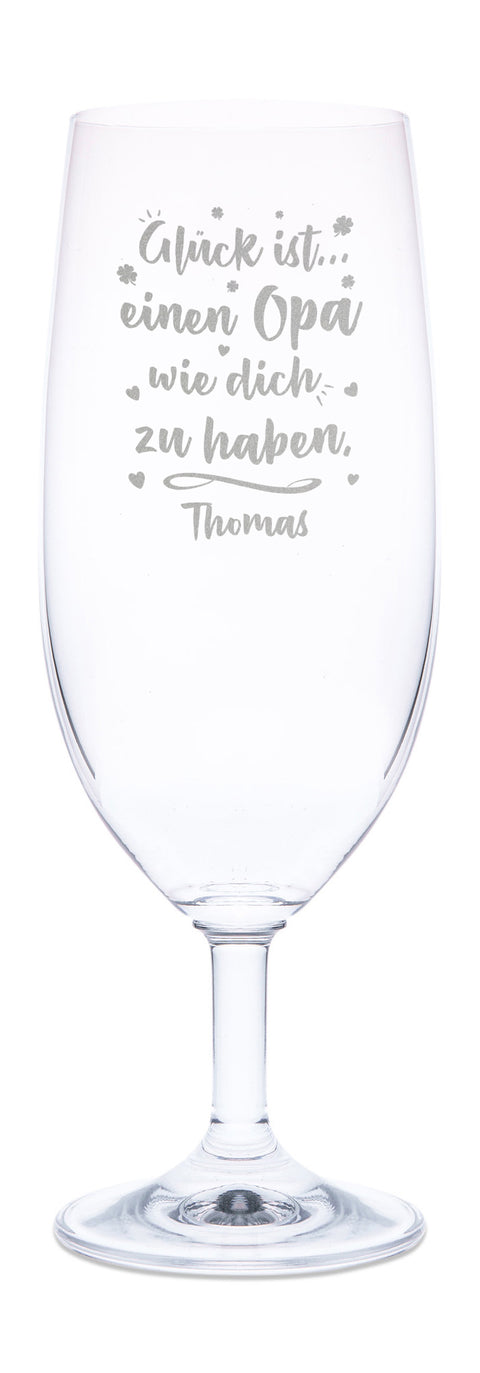 Leonardo Bierglas mit Gravur "Glück ist einen Opa" mit Name