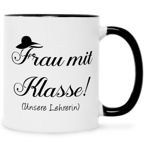 Bedruckte Tasse mit Spruch Frau mit Klasse