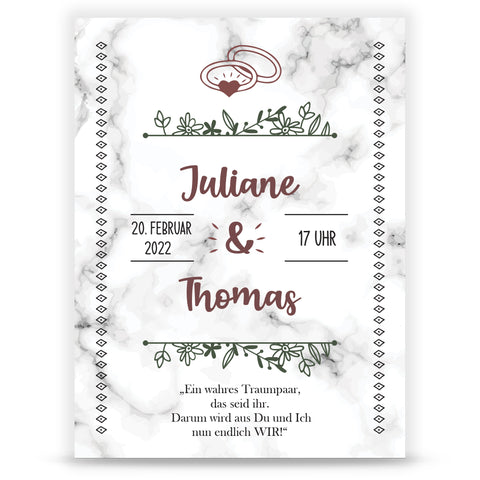 Hochzeitseinladungskarte im Marble White Design