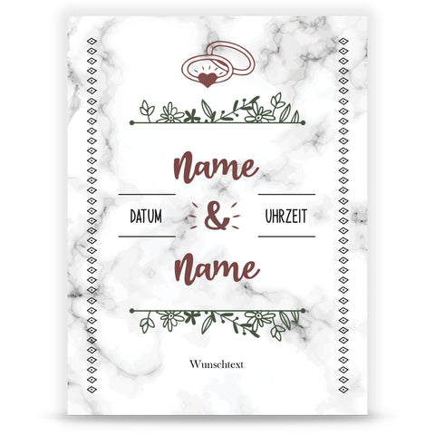 Hochzeitseinladungskarte im Marble White Design