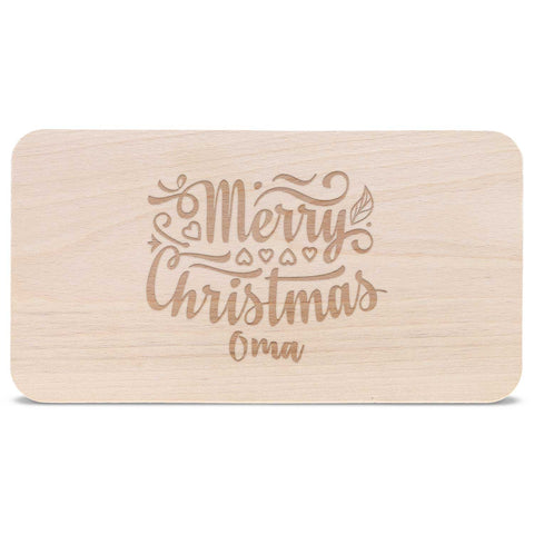 Frühstücksbrettchen aus Holz mit Gravur - Merry Christmas Oma - Weihnachtsdeko