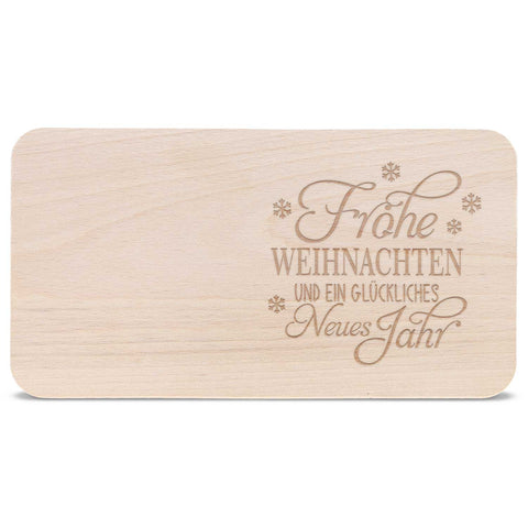 Frühstücksbrettchen aus Holz mit Gravur - Frohe Weihnachten & ein glückliches Neues Jahr