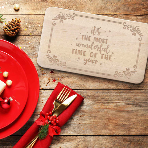 Frühstücksbrettchen aus Holz mit Gravur - it´s the most Wonderful time of the Year - Weihnachtsdeko