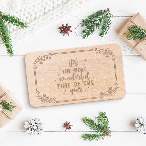 Frühstücksbrettchen aus Holz mit Gravur - it´s the most Wonderful time of the Year - Weihnachtsdeko