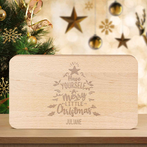 Frühstücksbrettchen aus Holz mit Gravur - Have yourself a merry little Christmas - Weihnachtsdeko