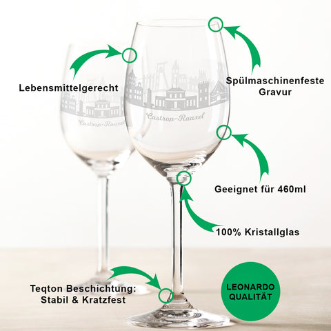 Leonardo Weingläser mit Skyline Castrop-Rauxel Gravur im Set