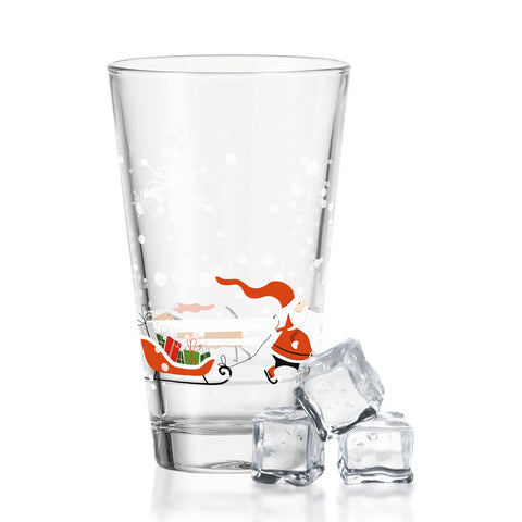 Leonardo Wasserglas mit UV-Druck - Weihnachtsmann mit Hund Motiv - zu Weihnachten