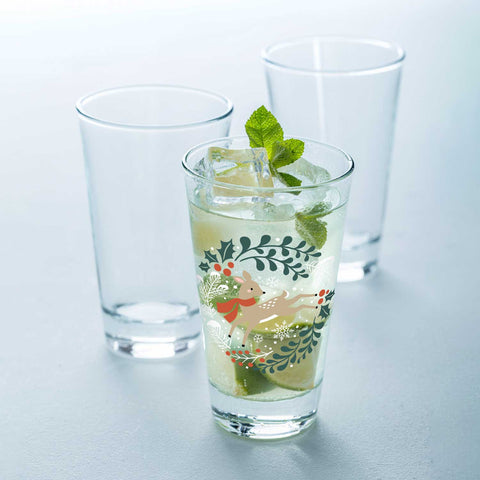 Leonardo Wasserglas mit UV-Druck - Winterreh Motiv - zu Weihnachten