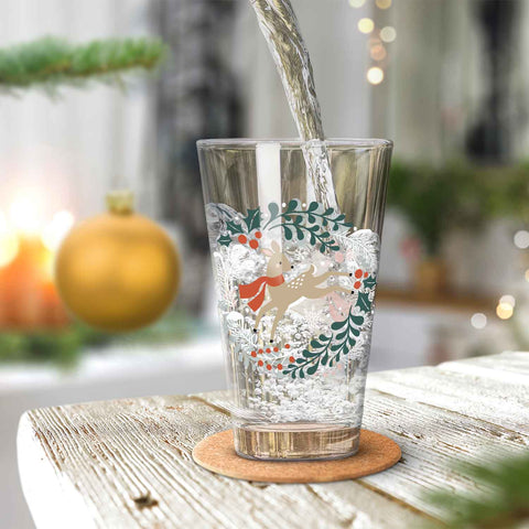 Leonardo Wasserglas mit UV-Druck - Winterreh Motiv - zu Weihnachten