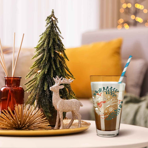 Leonardo Wasserglas mit UV-Druck - Winterreh Motiv - zu Weihnachten