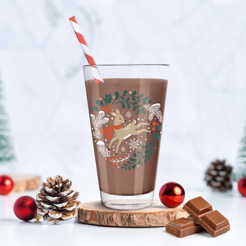 Leonardo Wasserglas mit UV-Druck - Winterreh Motiv - zu Weihnachten